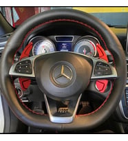 DİKİŞLİ DİREKSİYON KILIFI SİYAH DERİ KIRMIZI DİKİŞLİ MERCEDES C