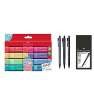 Faber Castell Ofis ve Okul Seti 8'li Pastel Fosforlu Kalem ve 3 Adet Econ 0.7 Kalem