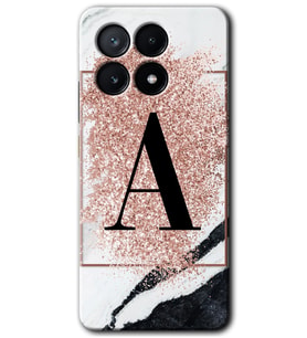 Poco x6 Pro Kılıf HD Desen Baskılı Kılıf - Pembe Mermer Desenli A Harfi