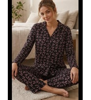 Night Baston Şeker Desenli Uzun Kollu Pijama Takımı 4601