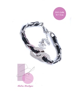 Rubin Boutigue Hakiki Deri Detayli Çelik Bileklik 076