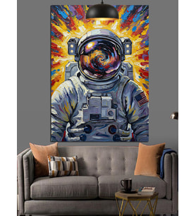 Uzay giysili astronot figürü Dekoratif Kanvas - Mdf Ahşap Tablo