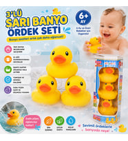 3'lü Sarı Banyo Ördek Seti Yumuşak Suda Yüzen Sevimli Ördek Oyuncakları Bebek Banyo Oyuncağı