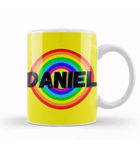 Daniel Name personalized Custom Vintage Retro Rainbow Design Gift Baby Gift For Him Kupa Bardak Porselen