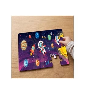 Uzay Astranot Ve Gezegenler Tasarımlı 24 Parça Ahşap Çocuk Puzzle MPK1081