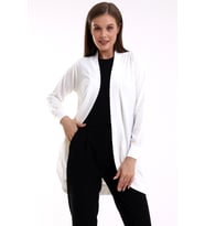 Şiir Moshi Kadın Penye Italyan Reglan Oval Etek Uzun Kollu Esnek Uzun Hırka & Tesettür Hırka - Ekru (Ekru)