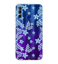 Huawei Honor 20 Lite  Kamera korumalı Kapak Floral Mavi Tasarımlı  Şeffaf Kılıf