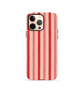 iPhone 12 Pro Max Vorian Çift Katmanlı MagSafe Kılıf Coral Cream Stripe