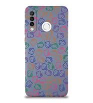 Huawei P 30 Lite Uyumlu Lansman Kılıf Hello Kitty Tasarımlı İçi Kadife Petrol Mavisi Kapak (Şeffaf)