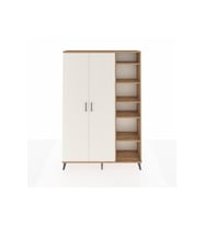Arges Dolap 7 Raflı 2 Kapaklı Tek Askılı 132x30x195 Çam-Aytaşı/Çam