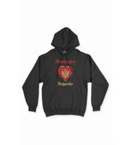 Podgoritsa Karadağ Bayraklı Kalpli Siyah Sweatshirt Hoodie