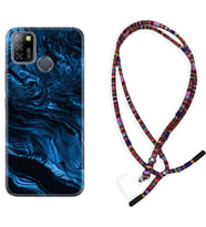 INFINIX Smart 4 5 6 Zero 8 S5 Pro Kılıf Boyun Asklı Rasta Silikon Blue MArble 1379
