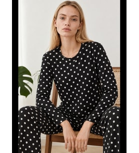 Night Mavi Kadın Desenli İkili Rahat Pijama Takımı 4815