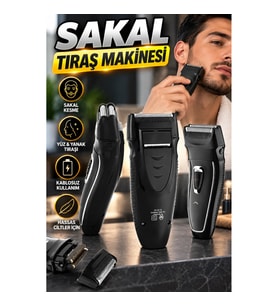 Profesyonel Sakal Kesme ve Yanak Tıraş Makinesi – Hassas Ciltlere Özel Kablosuz Folyo Başlıklı