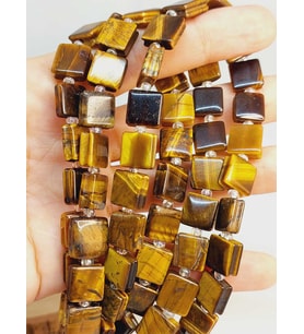 Kaplan Gözü Taşı Yandan Oyuklu Kare Kesim 10x10mm Dizi (49564)