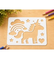 3D Baskı Unicorn ve Gökkuşağı Çizim Şablonu - Desen Kalıbı - Beyaz