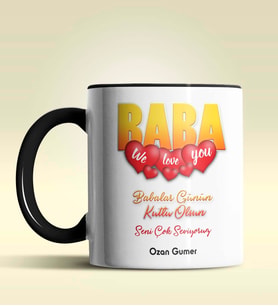 Kişiye Özel Baba Tasarımlı Siyah Kupa Bardak (Siyah)