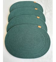 Jüt Amerikan Servis Sofra Altlığı, Masa Dekoru Supla Oval Mavi 30x40 4lü (Koyu Yeşil)