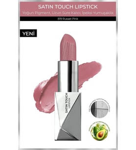 Uzun Süre Kalıcı Nemlendirici Pürüzsüz Etkili Yarı Mat Ruj Satin Touch Lipstick 819 Russet Pink