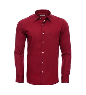 Desensiz Slim Fit Bordo Kırmızı Erkek Gömlek - Wessi