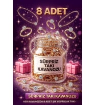 TAKI KAVANOZU Sürpriz Kavanoz ( KOLYE,YÜZÜK,BİLEKLİK vb.) Takı Setleri  Hediye Kadın  8 Adet (Gold)