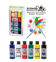 Monalisa Akrilik Boya 6 Renk x 70 ml Ana Renkler 1 Paket ve Yuvarlak Resim Paleti Fırçalı 1 Paket 10 Hazneli Boya Paleti Sanatsal Boyalar İçin Palet Akrilik Boya (Beyaz)