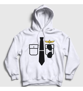 Presmono Unisex Beyaz Kaptan Pilot Airplane Uçak Kapüşonlu Sweatshirt 405193tt