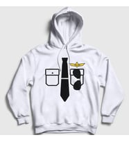 Presmono Unisex Beyaz Kaptan Pilot Airplane Uçak Kapüşonlu Sweatshirt 405193tt