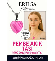 Sertifikalı Kalp Model Mini Pembe Akik Kolye – Sevgi, Sakinlik ve Enerji Dengeleyici Taş (Çok Renkli)