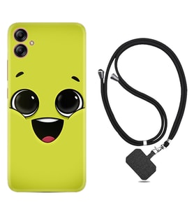Samsung Galaxy A04E Kılıf Resimli Boyun Askılı İpli Desenli Silikon Series White Green 1833