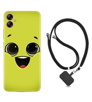 Samsung Galaxy A04E Kılıf Resimli Boyun Askılı İpli Desenli Silikon Series White Green 1833