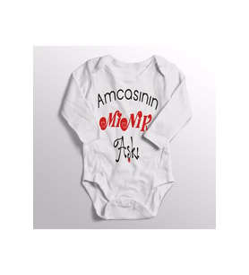 Unisex Bebek Beyaz Amcasının Minik Aşkı Baskılı Zıbın