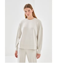 LCW Vision Bej Bisiklet Yaka Oversize Kadın Sweatshirt