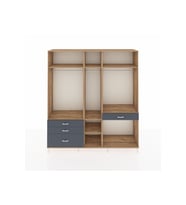 Hyperion Dolap 7 Raflı 4 Çekmeceli 3 Askılı 220x44x243 Çam-Çam/Antrasit