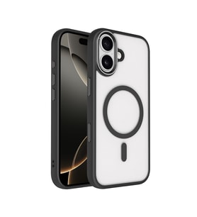 Apple iPhone 17 Uyumlu Kılıf Wireless Şarj Özellikli Zore Krom M-safe Silikon Kapak (Siyah)