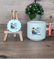Kadın İngilizce Öğretmeni Hediye Seti Kupa Bardak T Kulplu ve Anahtarlık Öğretmenler Günü Hediyesi (Model 7)
