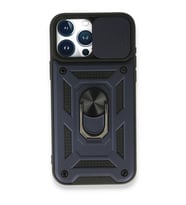 Apple iPhone 15 Pro Max Kılıf Pars Lens Yüzüklü Silikon - Lacivert