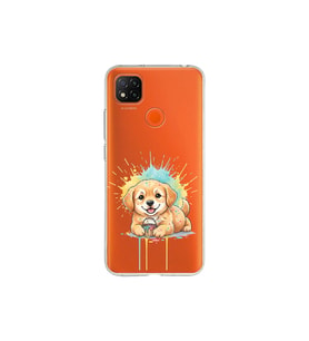 Redmi 9c ile Uyumlu Splash Köpek Tasarımlı Şeffaf Silikon Kılıf