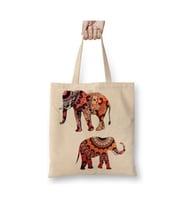Fil Vintage Elephant Beyaz Bez Çanta Uzun Saplı Alışveriş Çantası Plaj Çantası