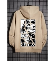 Unisex Skullcracked Baskılı Sweatshirt (Bej)
