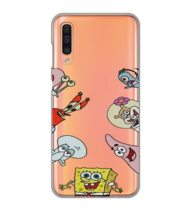 Samsung Galaxy A50 - A30S Uyumlu Sunger Bob Tüm Karakterler Tasarımlı Şeffaf Telefon Kılıfı