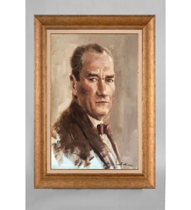 Altın Varaklı Paspartulu Çerçeveli Atatürk Tablo nt602