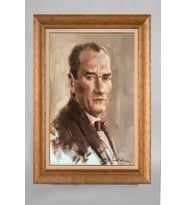 Altın Varaklı Paspartulu Çerçeveli Atatürk Tablo nt602