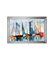 Soyut Şekiller Motifli Kanvas Tablo 50 x 70 cm Silver Çerçeve