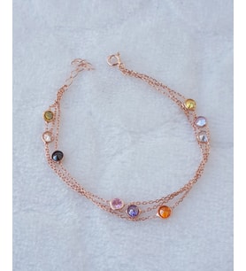 Üç Sıra Renkli Tiffany Gümüş Bileklik