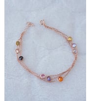 Üç Sıra Renkli Tiffany Gümüş Bileklik