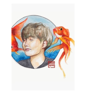 Jhope - Japon Balığı Tablo Ahşap Poster Dekoratif Kod2595