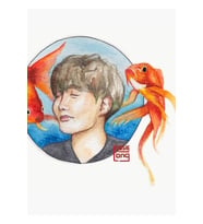 Jhope - Japon Balığı Tablo Ahşap Poster Dekoratif Kod2595
