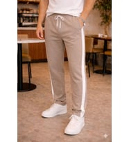 Erkek Şeritli Eşofman Altı Bağcıklı Baggy Rahat Kesim Günlük Spor Pantolon