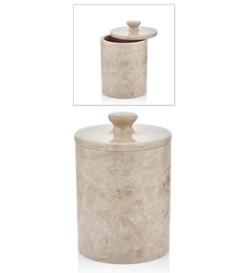 Şık Bej Mermer Çöp Kovası 15x15x23 cm, Evza Tasarımı